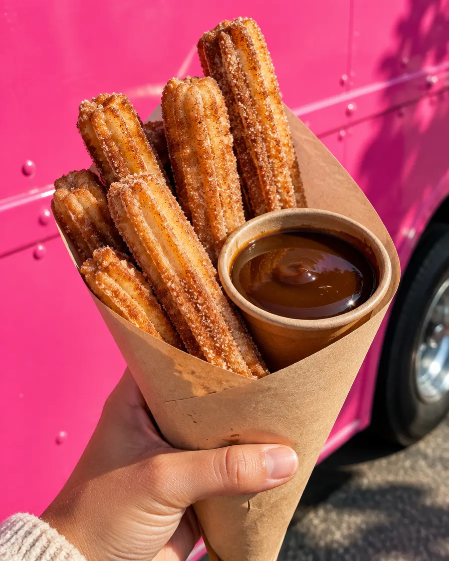 Churros with coconut-jaggery caramel